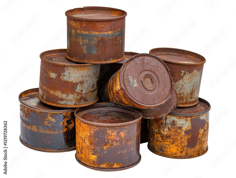 Isolated Stack of Corroded Barrels Isolated Stack of Corroded Barrels