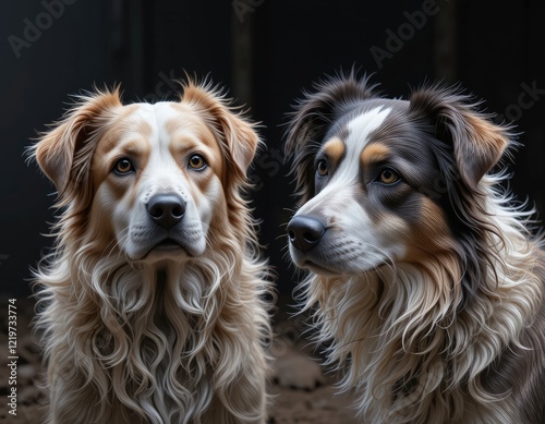 Two Loyal Canine Companions: A Realistic Portrait photo