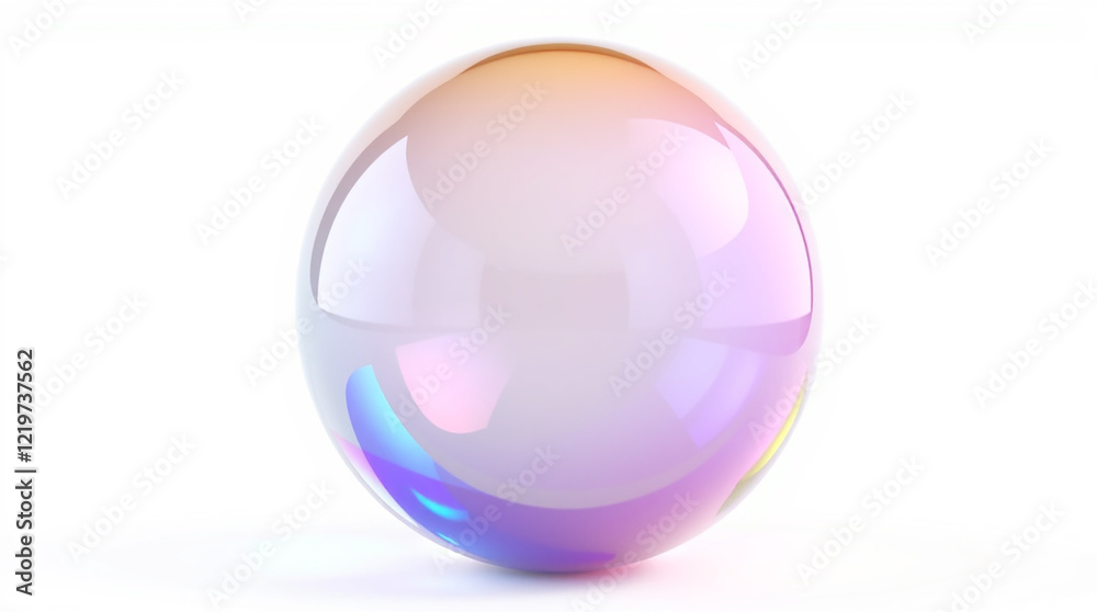 3D Iridescent glass sphere on white background 3D Iridescent glass sphere on white background