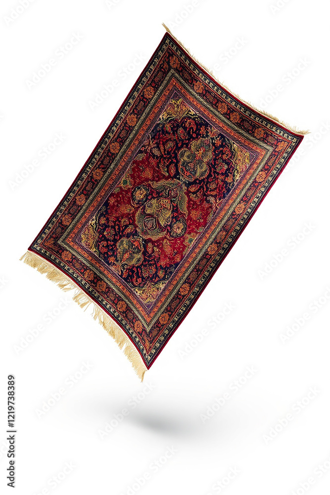 Floating Persian rug, isolated on white Floating Persian rug, isolated on white