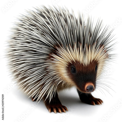 Cute porcupine on white background