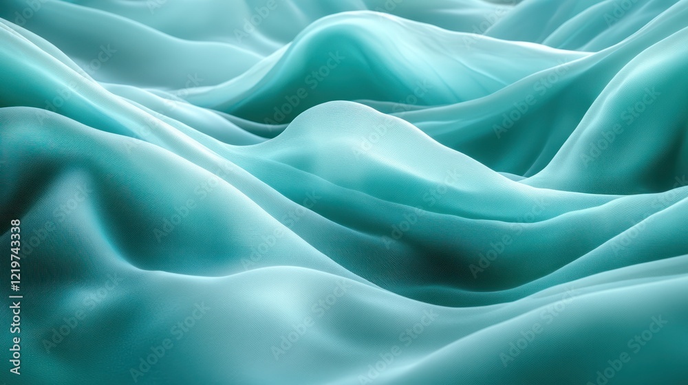Obraz premium Teal wavy abstract fabric.
