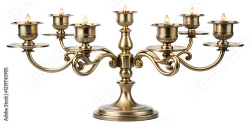 Antique Brass Seven-Branch Candelabra
