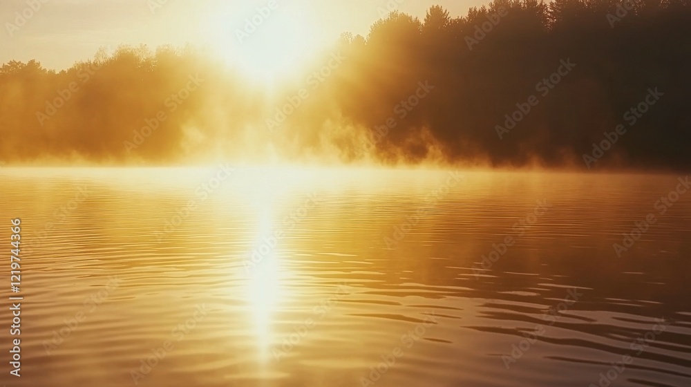 Misty Dawn Over Serene Lake at Sunrise Misty Dawn Over Serene Lake at Sunrise