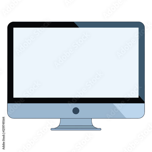 Realistic desktop monitor in black and grey colors, isolated on a white background. Sleek computer screen design, tech and business themes.