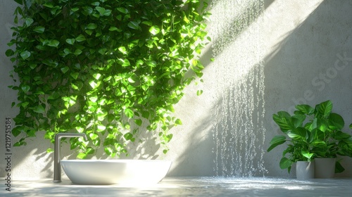 Lush Bathroom Waterfall Relaxation photo