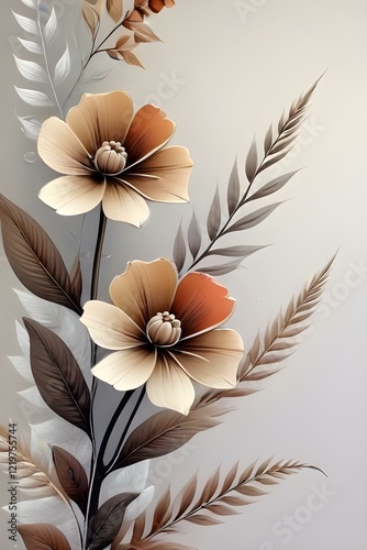 Modern floral abstract with bold geometric pattern