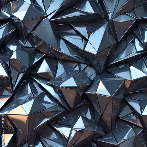 Asymmetrical shiny patterns with a futuristic feel 