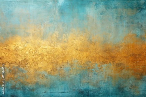 Abstract art gold blue teal illustration