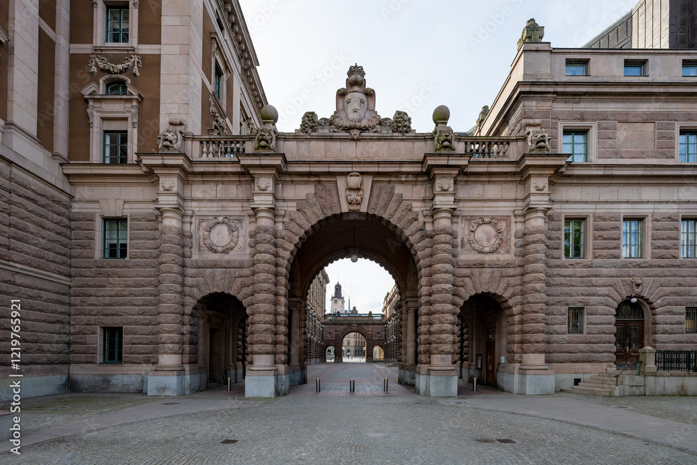 Obraz premium Riksgatan Street and Parliament House