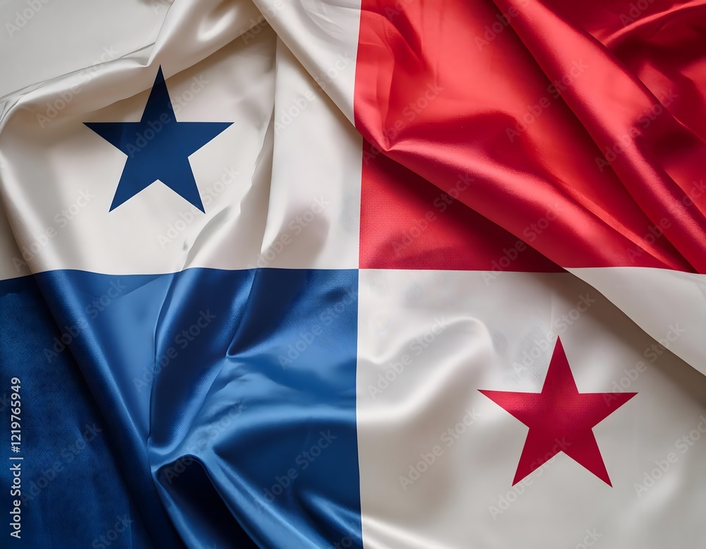 Vibrant Panama flag waving with luxurious satin texture - Patriotic and cultural symbol Vibrant Panama flag waving with luxurious satin texture - Patriotic and cultural symbol