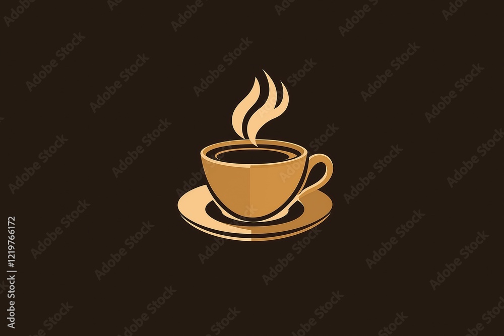 Obraz premium .Logo of a cup of hot coffee on a brown background
