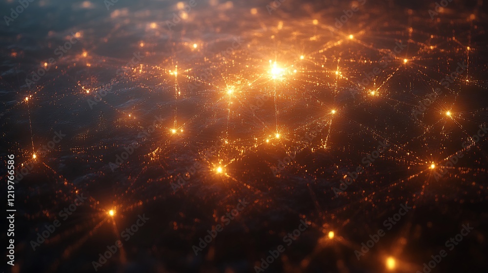 Creative portrayal of glowing interplanetary connections Creative portrayal of glowing interplanetary connections