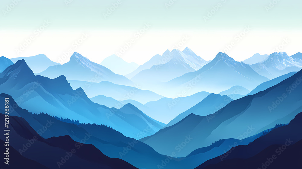 Obraz premium The beautiful zenith: a breathtaking mountain summit view overlooking vast valleys. Zenith Valley. Illustration