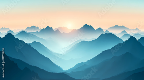 The beautiful zenith: a breathtaking mountain summit view overlooking vast valleys. zenith. illustration. Zenith Valley. Illustration