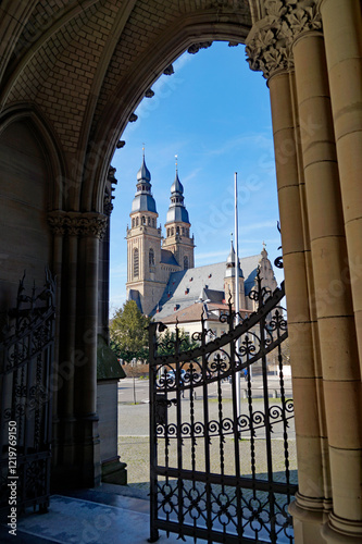 St. Joseph’s Church is the second largest (next to the Cathedral) Catholic church in the City of Speyer, Germany on a sunny spring day with the blue sky     photo