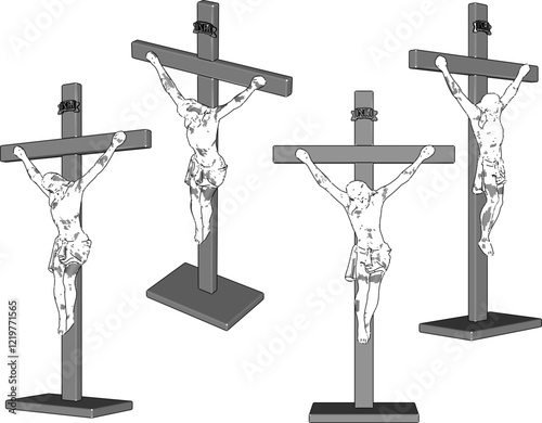 vector illustration design of holy human sacrifice by means of a cross on a wooden crucifixion post