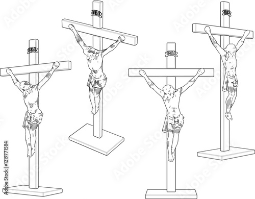 vector illustration design of holy human sacrifice by means of a cross on a wooden crucifixion post