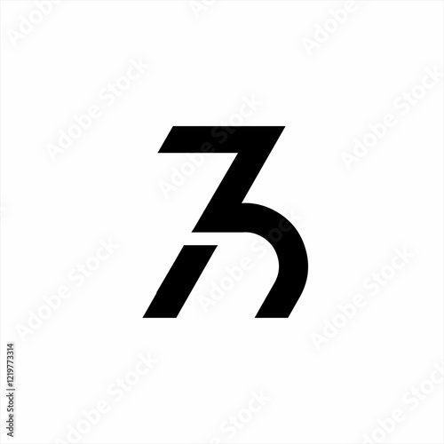 Abstract number logo design with the concept of numbers 3, 73, 75, 7h