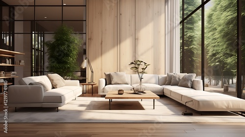 Modern Living Room with Sleek Furniture, Minimalist Design, and Clean Lines for a Contemporary Look