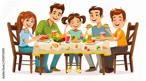 Joyful Extended Family Enjoying Meal Together at Home