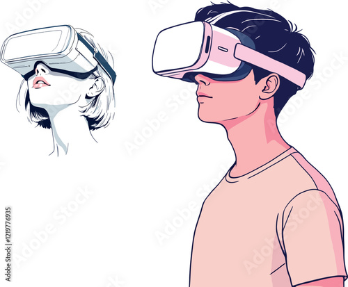 People experiencing virtual reality using vr goggles