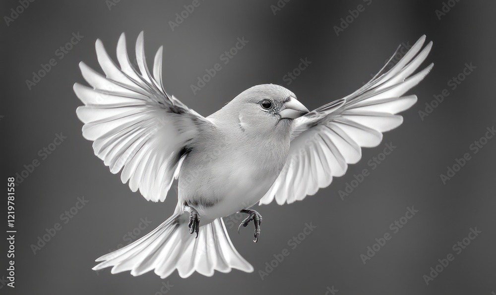 Fototapeta premium White bird, wings spread, graceful flight.