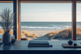 view from the window of the home office to the beach