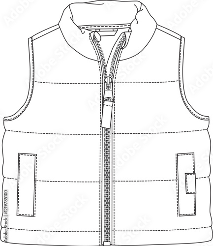 Toddler sleeveless padded vest with front zipper and utility-style pockets
