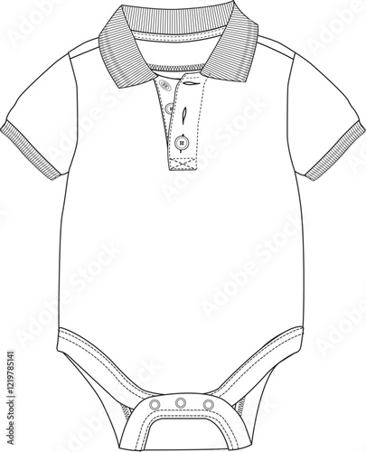Infant polo romper with button placket and soft collar for semi-formal babywear
