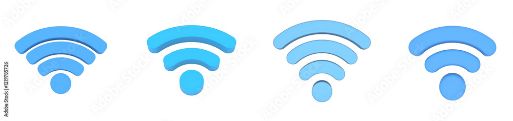 Sleek blue Wi Fi symbol with matte finish on white background, cut out collection pack Sleek blue Wi Fi symbol with matte finish on white background, cut out collection pack