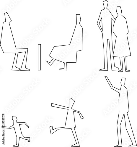 vector illustration of a sketch of a person's silhouette figure in the form of a pencil drawing with articulation of movement for completeness of the image  