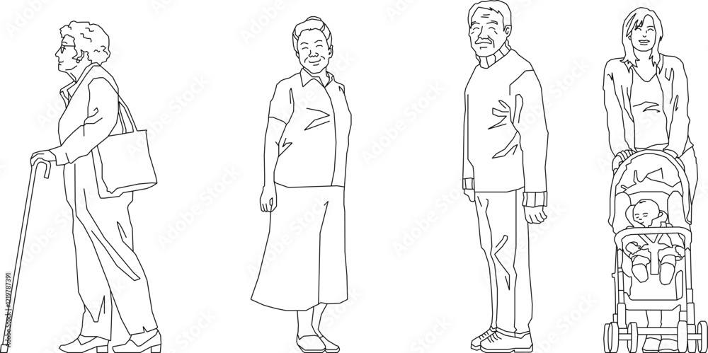 vector illustration of a sketch of a silhouette figure of a happy old man in the form of a pencil drawin vector illustration of a sketch of a silhouette figure of a happy old man in the form of a pencil drawin