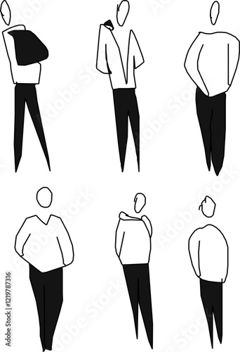 vector illustration of a sketch of a person's silhouette in the form of a pencil drawing with various activities to complete the image 