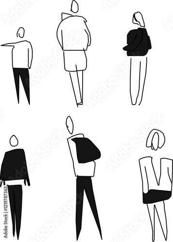 vector illustration of a sketch of a person's silhouette in the form of a pencil drawing with various activities to complete the image  