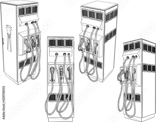 vector illustration of the design of an oil refueling machine at a fuel depot