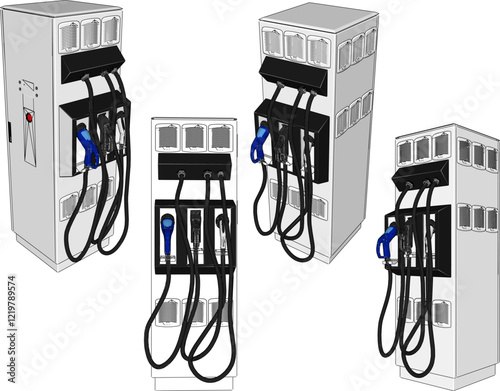vector illustration of the design of an oil refueling machine at a fuel depot
