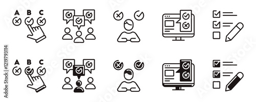 survey questionnaire feedback icon line set business multiple choice opinion review service evaluation signs vector outline illustration