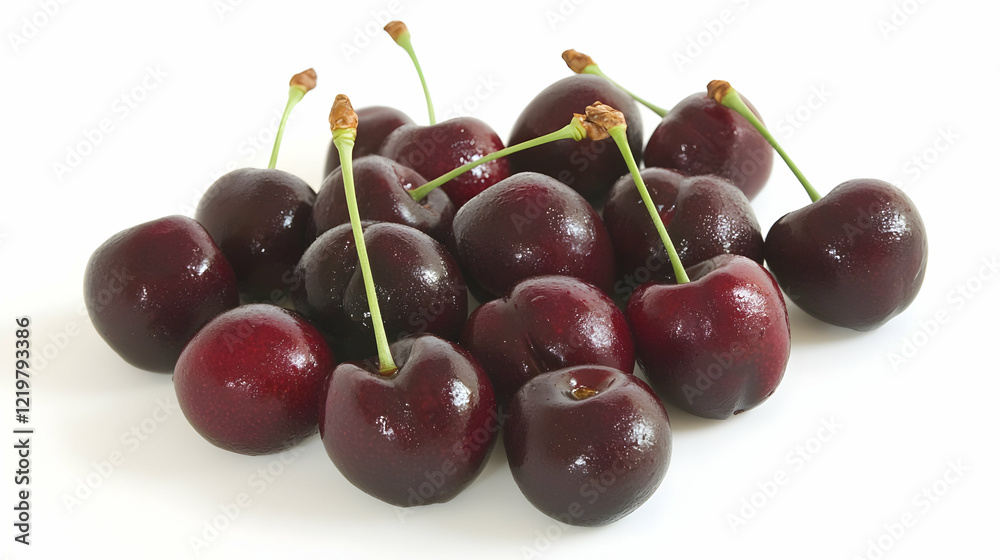 Pile of ripe cherries on white background, healthy food concept Pile of ripe cherries on white background, healthy food concept