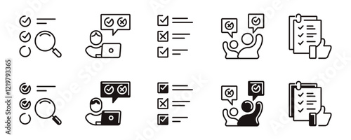 simple multiple choice survey icon line set business questionnaire select option feedback evaluation signs vector outline illustration