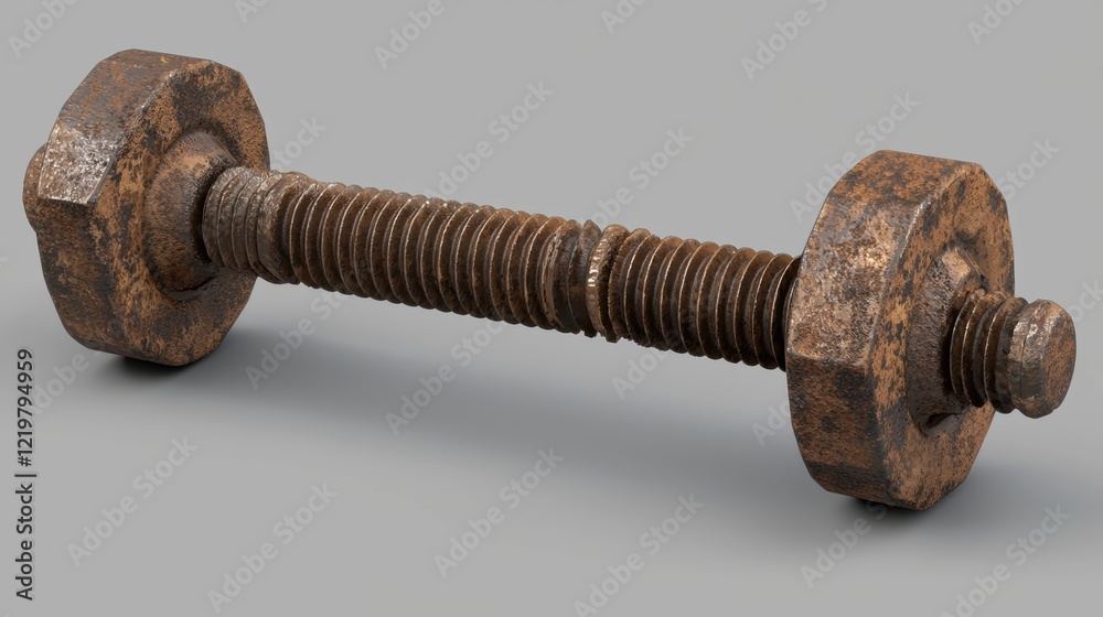 Fototapeta premium Rusty bolt and nut workshop industrial equipment indoor close-up mechanics and repair