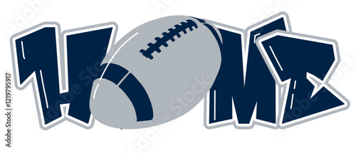 home - Navy blue and silver football ball, sport vector graphics, hockey, for street art - graffiti lettering typography - art illustration - multicolor - writen	