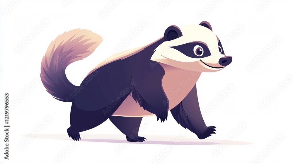Obraz premium Cute Cartoon Badger Walking Vector Illustration
