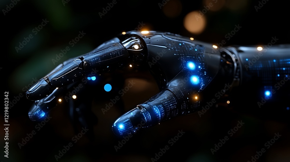 Cybernetic Hand Reaching Digital Future Technology Image Cybernetic Hand Reaching Digital Future Technology Image