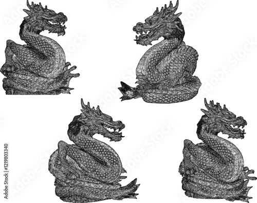 vector sketch illustration of dragon mythological animal statue