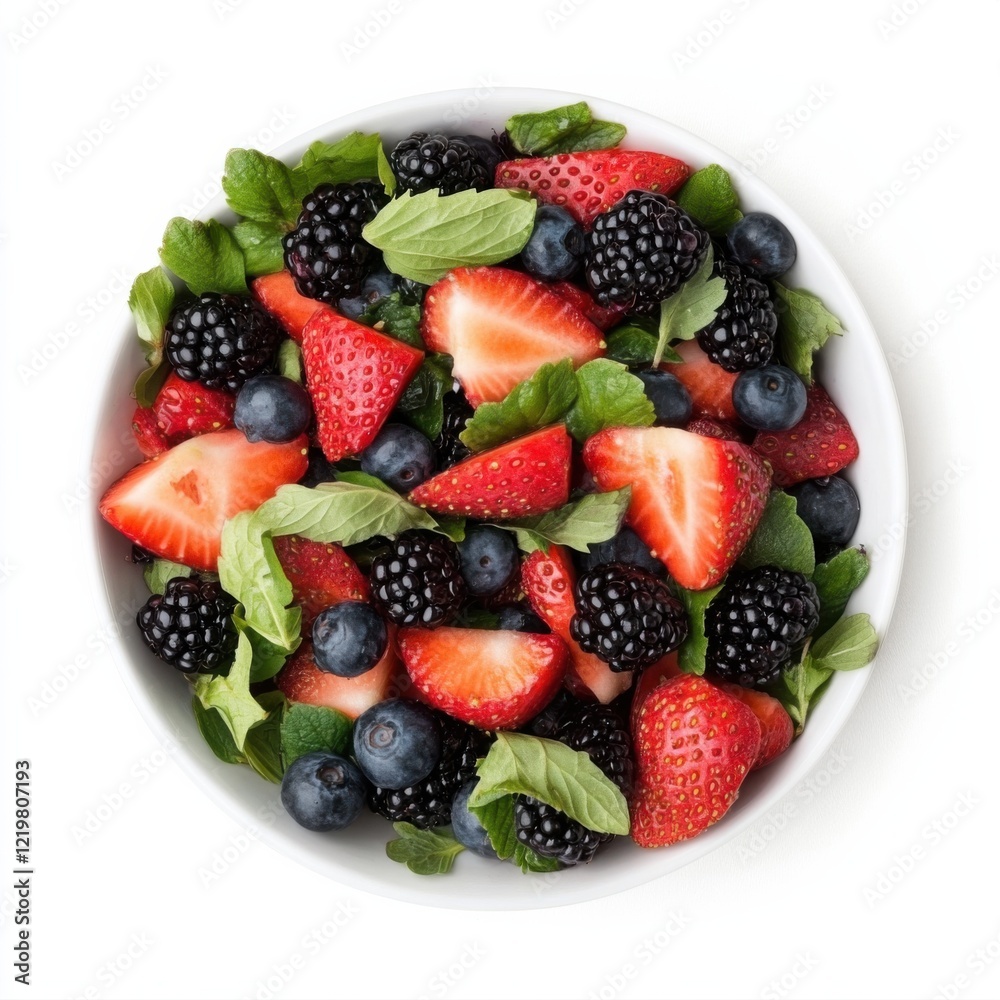 Fototapeta premium A refreshing mixed berry salad with strawberries, blackberries, and blueberries