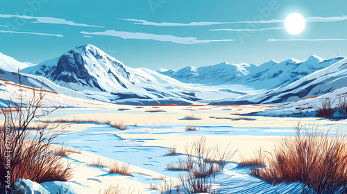 Arctic tundra landscape modern pop art. Arctic Tundra. Illustration