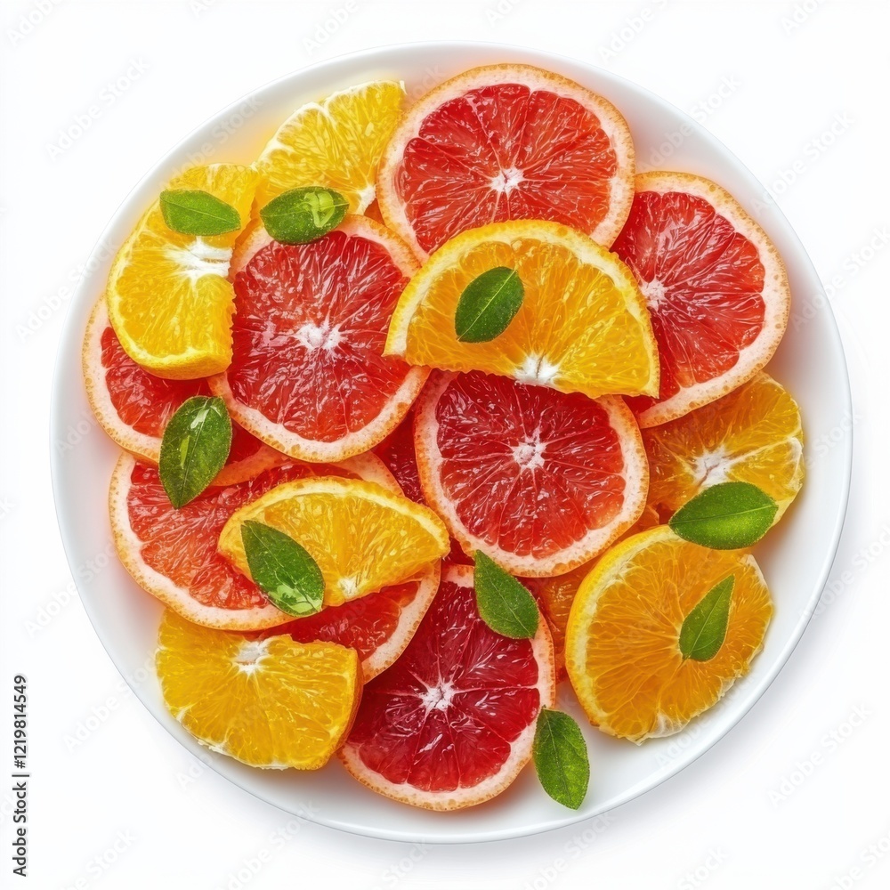 A refreshing mixed citrus salad with oranges and grapefruits, isolated white background, hyperrealism art style A refreshing mixed citrus salad with oranges and grapefruits, isolated white background, hyperrealism art style