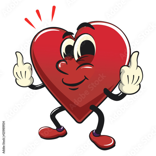 Cute heart vektor illustration mascot character raising two middle finger, work of hand drawn