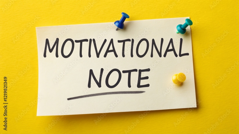 Motivational Note on Yellow Background Sticky Note with Pins, Inspiration, Goal Setting, Reminder Inspiration, Motivation Motivational Note on Yellow Background Sticky Note with Pins, Inspiration, Goal Setting, Reminder Inspiration, Motivation